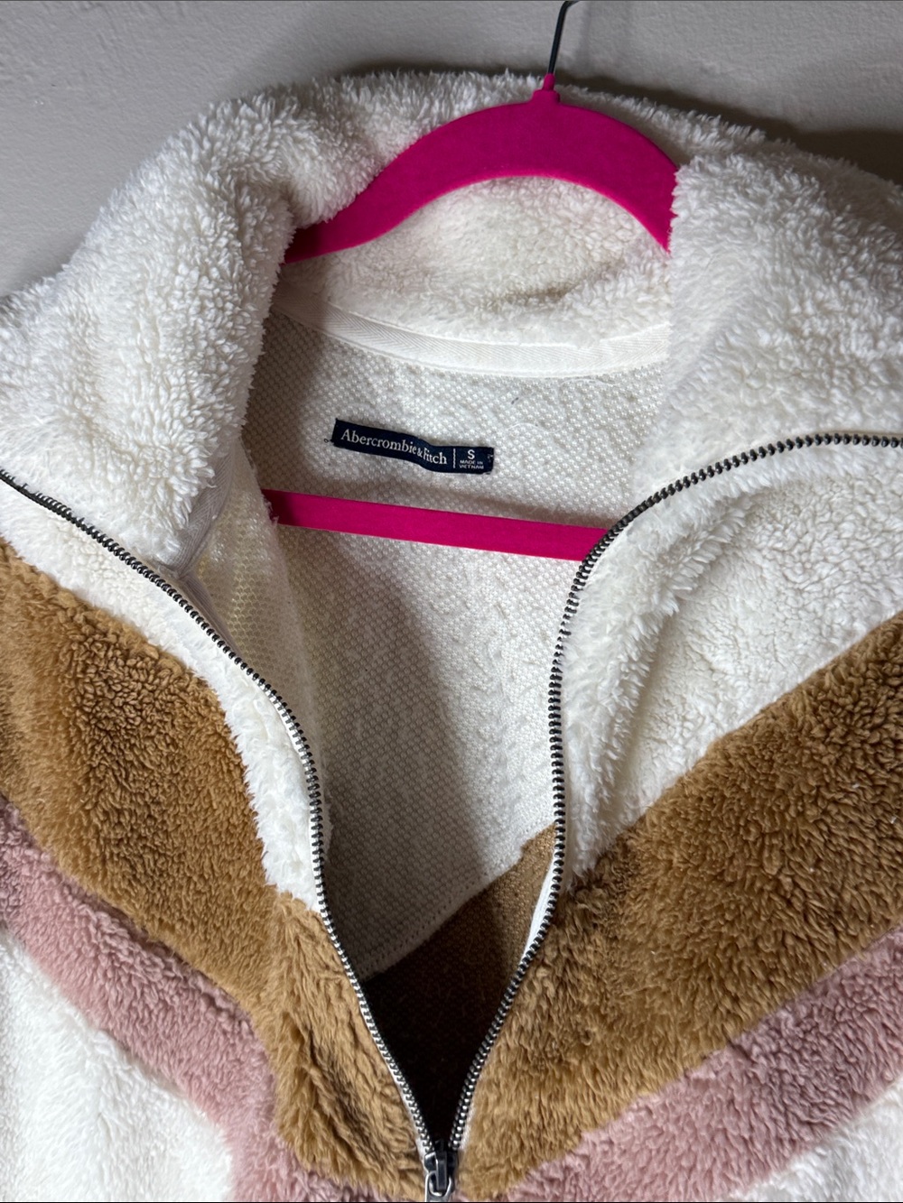 Abercrombie Chevron Sherpa Pullover Half Zip Sz Small (a1) - Picture 5 of 5